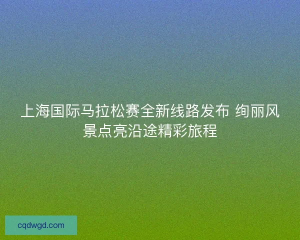 上海国际马拉松赛全新线路发布 绚丽风景点亮沿途精彩旅程