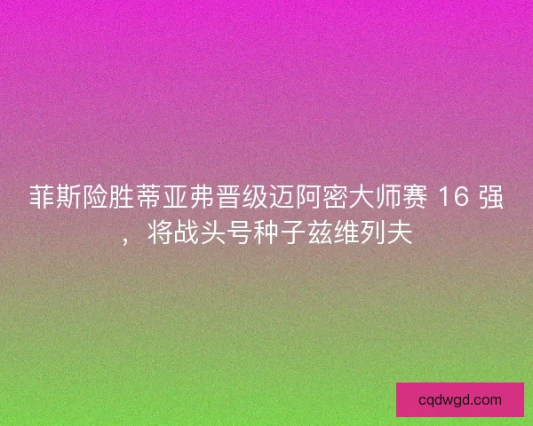 菲斯险胜蒂亚弗晋级迈阿密大师赛 16 强，将战头号种子兹维列夫